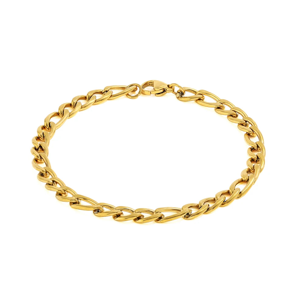High End Stainless Steel Simple Figaro Bracelet for Women Wholesale Jewelry