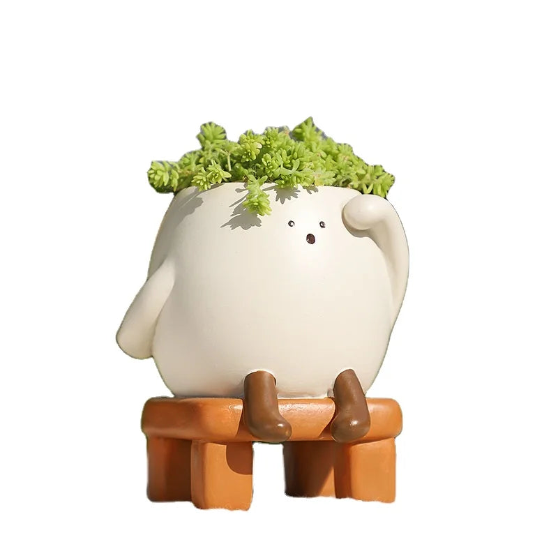 New Product Slow and Cute Expression Personalized and Creative Succulent Flowerpot Cute Smiling Face Home Desktop Balcony