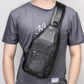 Marrant 7702 Men's Genuine Leather Large Capacity Chest Crossbody Bag Men's Single Shoulder Daypack Chest Sling Bag