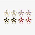 FUAMAY Aretes Silver 925 Colorful Zircon Jewelry Purple Black Zircon Turquoise Flower Earrings