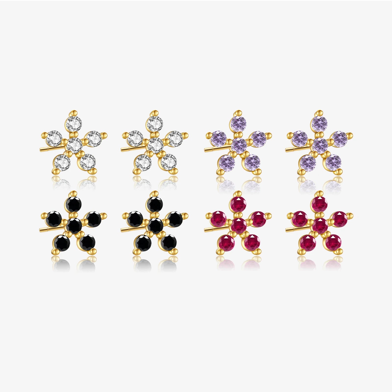 FUAMAY Aretes Silver 925 Colorful Zircon Jewelry Purple Black Zircon Turquoise Flower Earrings