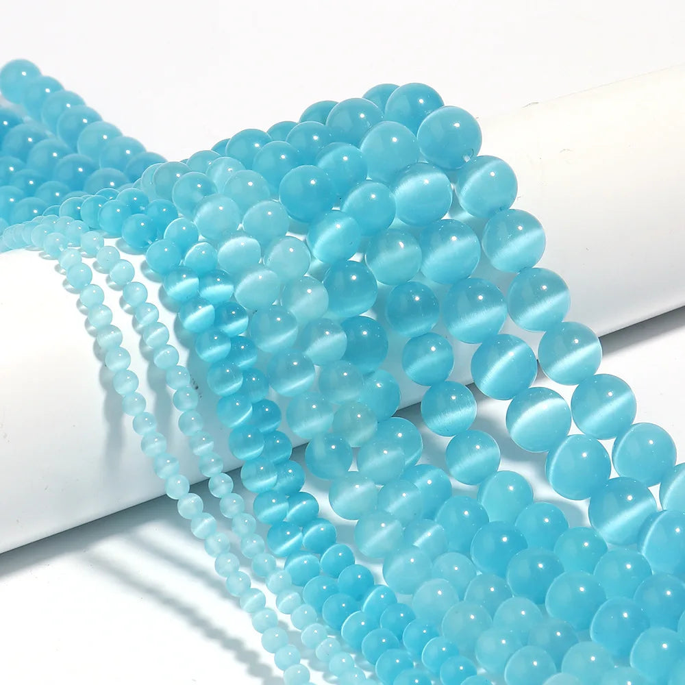 4/6/8/10/12mm Natural Cat Eye Stone Round Beads Semi-finished Loose Beads Strand DIY Bracelet Necklace Jewelry Making