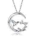 CAOSHI the Moon Bird Flower Design Pendent Necklace for Women Silver Plated Accessories Statement Jewelry Wedding Necklace