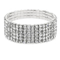 Rows Shiny Rhinestone Elastic Stretch Bracelet Sparkling Bridal Bangle Wrist Band Crystal  Stretch Row Bridal Tennis Bracelet