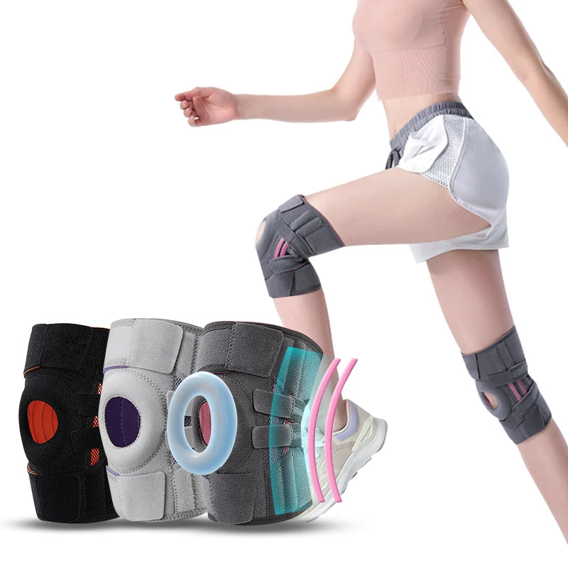 KS-2181# Adjustable  Knee Brace Open Patella Knee Support Knee Brace with 4 Side Stabilizers Patella Tendon Support Sleeve