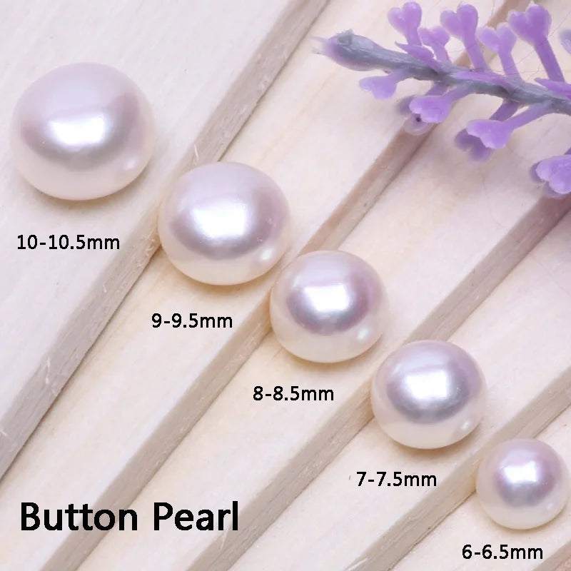 Wholesale Price Half Hole Button Pearls 2-10mm 3A 4A Grade White pink Purple Loose Freshwater Pearls Beads for Wedding Necklace
