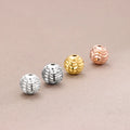 6mm 8mm 925 Sterling Silver Spacer Beads Laser Corrugated Rose Gold Laser Round Beads for Bracelet Necklace Making
