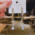 Long Crystal Tassel 925 Sterling Gold Plated Zircon Pendant Diamond Inspired Earrings Women Ladies Rhinestone Long Drop Earrings