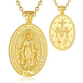 New Arrival 925 Sterling Silver 18K Gold Plated Virgin Mary Amulet Pendant Necklace Oval Shaped for Parties Gifts for Women Men