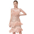 Sleeveless Fashionable Latin Dance Dress for Women Multi-Layer Fringe Shiny Sequin Tassel Design Bead for Weddings Parties