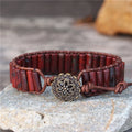 Handmade Bohemia Ethnic Red Jasper Tube Beads Leather Cuff Bracelet Women Natural Stone Wrap Bracelet Beads Jewelry Dropshipping