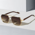 Streetwear Fashion Metal Big Frame Sun Glasses Luxury Lunette De Soleil Homme Uv400 Custom Logo Black and Gold Sunglasses Men