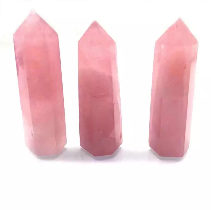 Natural Healing Crystal Point for Home Decoration Crystal Towers Dark Rose Quartz Point Wand Obelisk