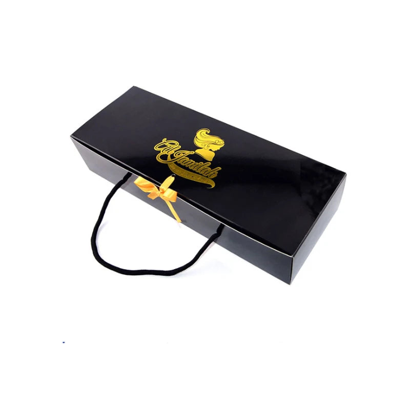 Hand Held Ribbon Self Erecting Wig Boxes with Embossing & Matt/Glossy Lamination Biodegradable Custom Size Manufacturer