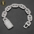 Wholesale Hip Hop Jewelry 14mm White Gold Brass Micro Paved AAAAA Zircon Pig Nose Cuban Link Bracelet for Men