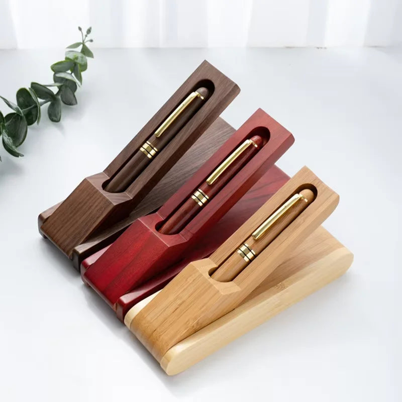 Tailai Wholesale Price Elegant Aesthetic Solid Wood Construction Single Pen Storage Non Slip Base Wooden Pen Holder