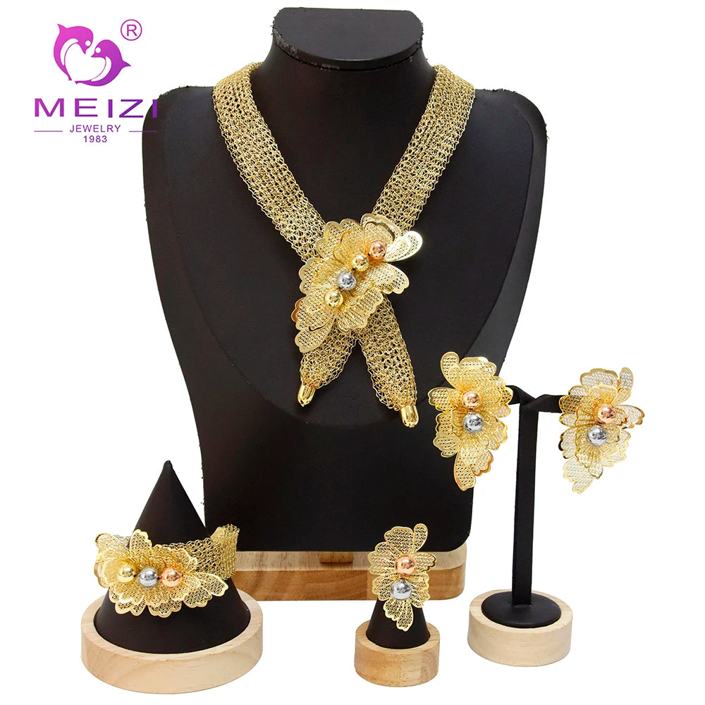MEIZI  22K Gold Jewelry Dubai Wholesale Jewelry Set Price Discount Gold Necklace Fashion Jewelry Sets