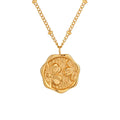 Simple Vintage 18k Gold Plated Stainless Steel Peach Blossom Pendant Necklace