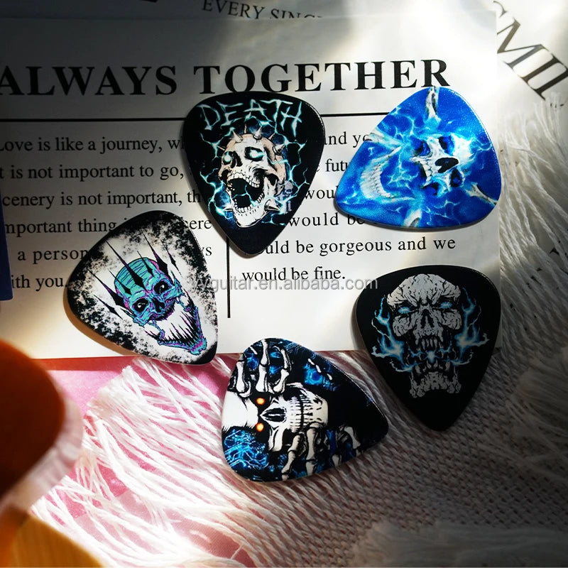 New Innovation Lightning Skull Series Celluloid Plectrum Custom Guitar/Bass Pick with Digital Color Printed Logo