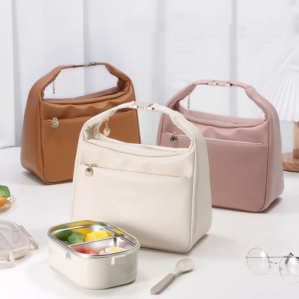 Metal Zipper Cooler Lunch Box Thermal Insulation Portable Lunch Tote Bag Picnic Leakproof Cooler Bag Large Capacity Outdoor Food