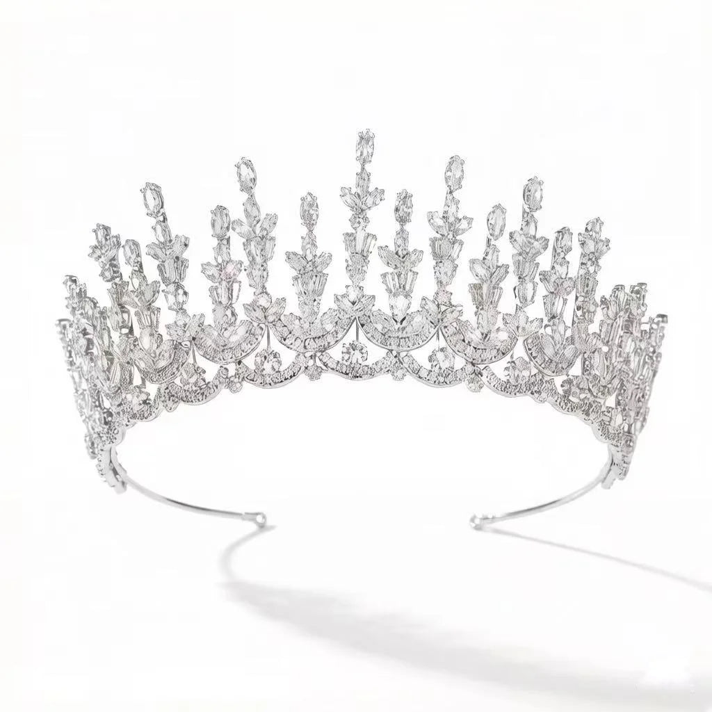 Handmade Cubic Zirconia Luxury Bridal Hair Accessories Tiara Wedding Crown Headpieces for Bride