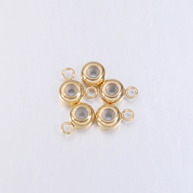 Factory Wholesale 8mm Round Hole Round Bead Connector Charms Mirror Polish Stainless Steel Charms for DIY Jewelry