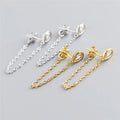 SP Korean Fashion Link Chain Earring Jewelry 18K Gold Plated Zircon Stud Sterling Silver Tassel Chain Earrings