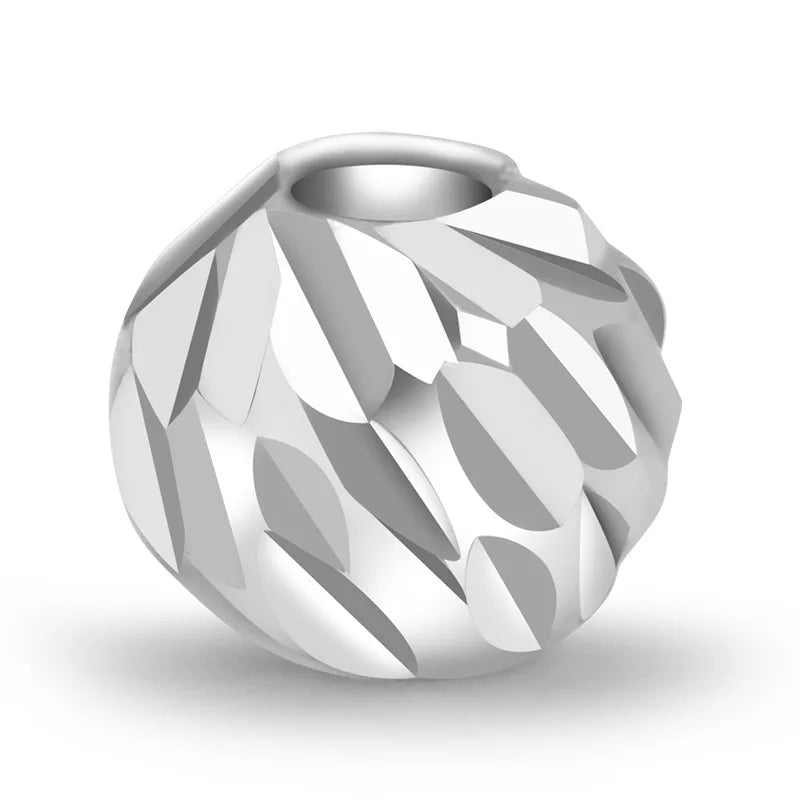 3mm 4mm 5mm S925 Sterling Silver Corrugated Beads Round Spacer Beads for Jewelry Making Kit