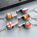 Stainless Steel Whistle Key Ring Custom All Teams World Soccer Cup Soccer Team Whistle Pendant Key Chain