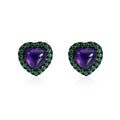 Abiding Nano Emerald Green Heart Earring Jewelry 925 Sterling Silver Amethyst Gemstone Stud Earrings for Women 2024