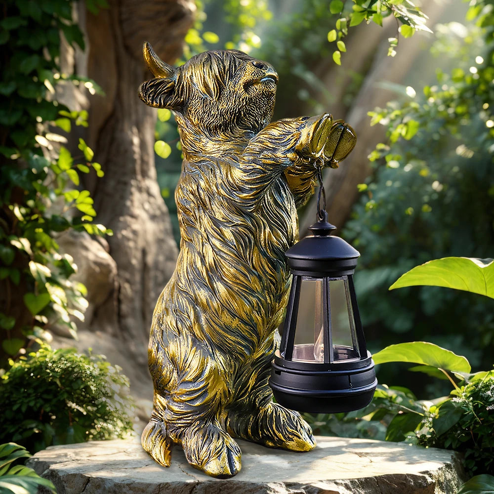 Adorable Kitten Resin Garden Decor LED-Lit Cute Cat Figurine Outdoor Yard/Patio Ambient Light Whimsical Pet-Themed Ornament
