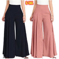 S-5XL Women's Elegant Office Lady Flare Pants High Waist Spring Summer Solid Thin Trousers Wide Leg Casual Loose Elastic Flat