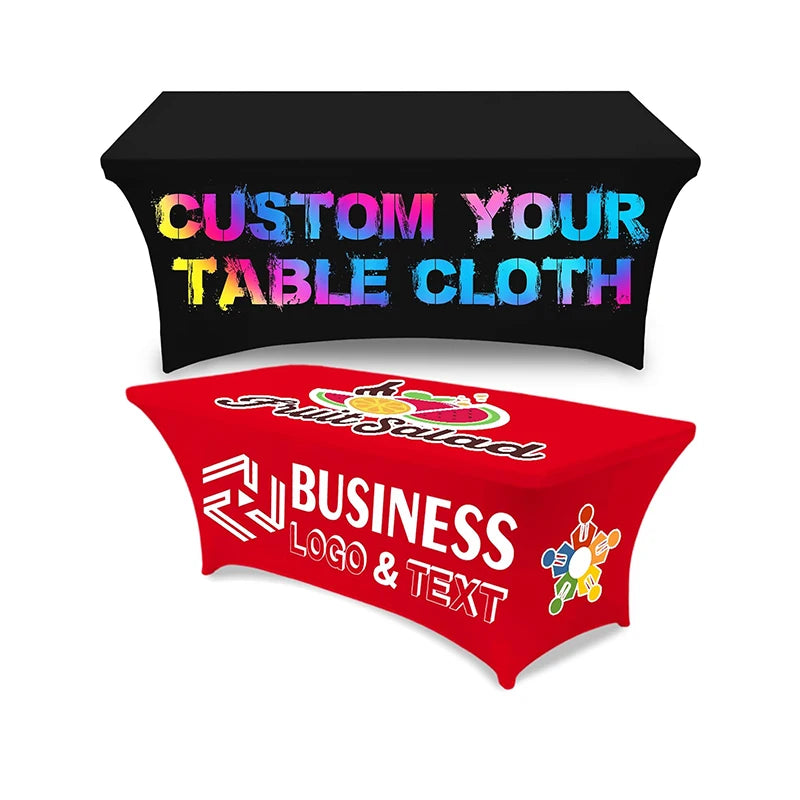 Table Cloth for Events Custom Table Cloth Waterproof Spandex Fabric with Logo for Business Advertising Tradeshow & Party Events