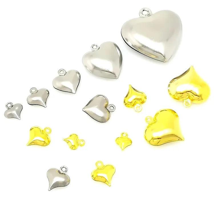 Jewelry Making Accessories Crimp & End Beads Stainless Steel Heart Pendant for Necklace Bracelets