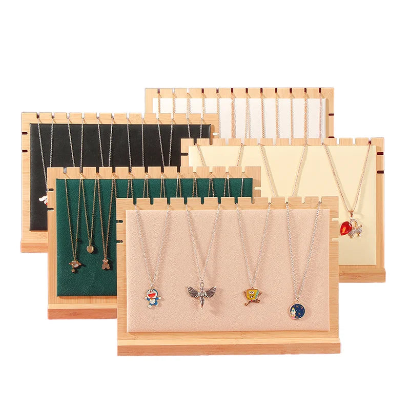 Large Detachable Suede Jewelry Display Board Bamboo Pendant Display Props Wholesale Necklace Shelf for Jewelry Container