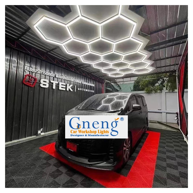 In Stock Mass Production Hot Sell 3 Pins Connectors Hexagon Detailing Working Led Workshop Light Modern Hexagonal Led Light