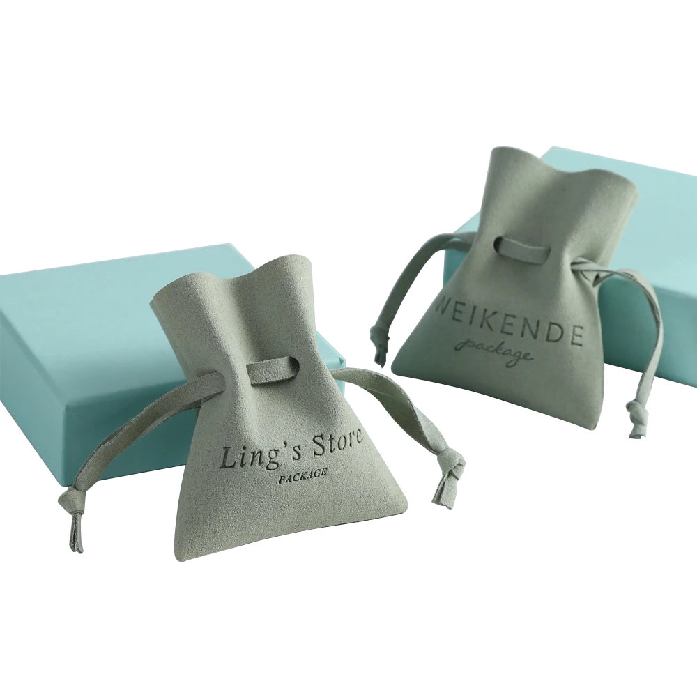 8x10cm Small Gift Drawstring Jewelry Bags with Logo Custom Packaging Bag Microfiber Jewelry Pouch