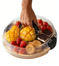 Bamboo Round Cheese Board With Cover Travel Charcuterie Board With Lid Special Wedding Gifts Plastic Cover With Handle