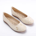 Women's New Round Toe Cute Casual Shoes Embroidered Retro Ladies Flat Shoes Lightweight Non-slip Soft Women's Walking Shoes