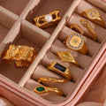 Dreamshow Ring Sets for Girls 18K Gold Plated Stainless Steel Snake Rings Elegant Pearl Ring