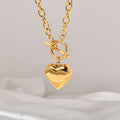 Sweet Style Hypoallergenic 316l Stainless Gold Plated Adjustable Chain Peach Heart Pendant Necklace for Women