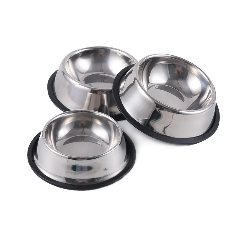 Customized Stainless Steel Rice Bowl for Dogs Eco-Friendly Portable Pet Feeder with Non-Slip Base Stylish Pet Food Water Bowl