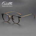 High Quality Vintage Pure Titanium IP Acetate Eyeglasses Frames Specs Engraved Temple Spectacles Men Eye Glasses Wholesale Retro
