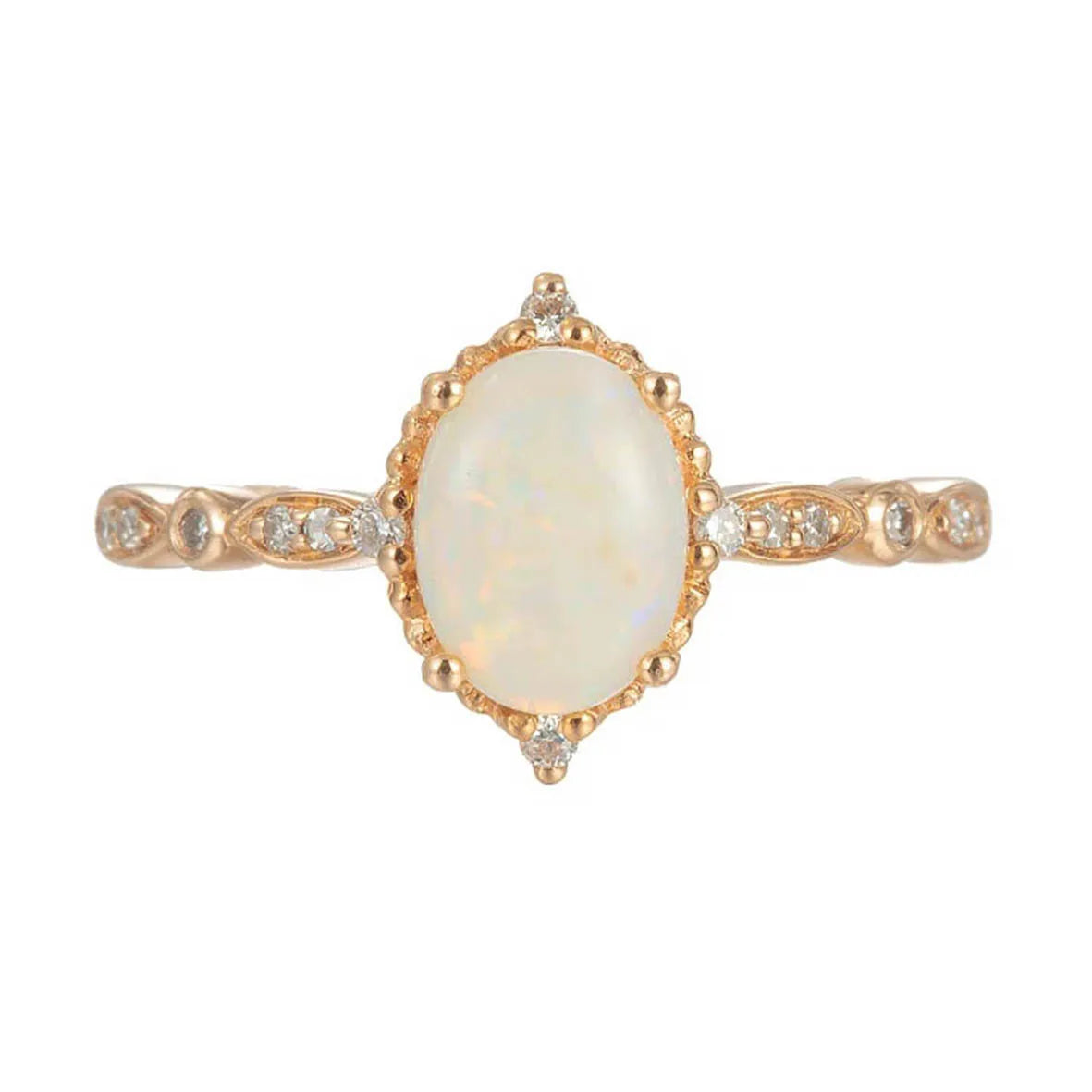 Elegant Anniversary Delicate October Birthstone S925 Gold Plated Oval Opal Vermeil Ring Engagement Promise Rings Birthday Gift