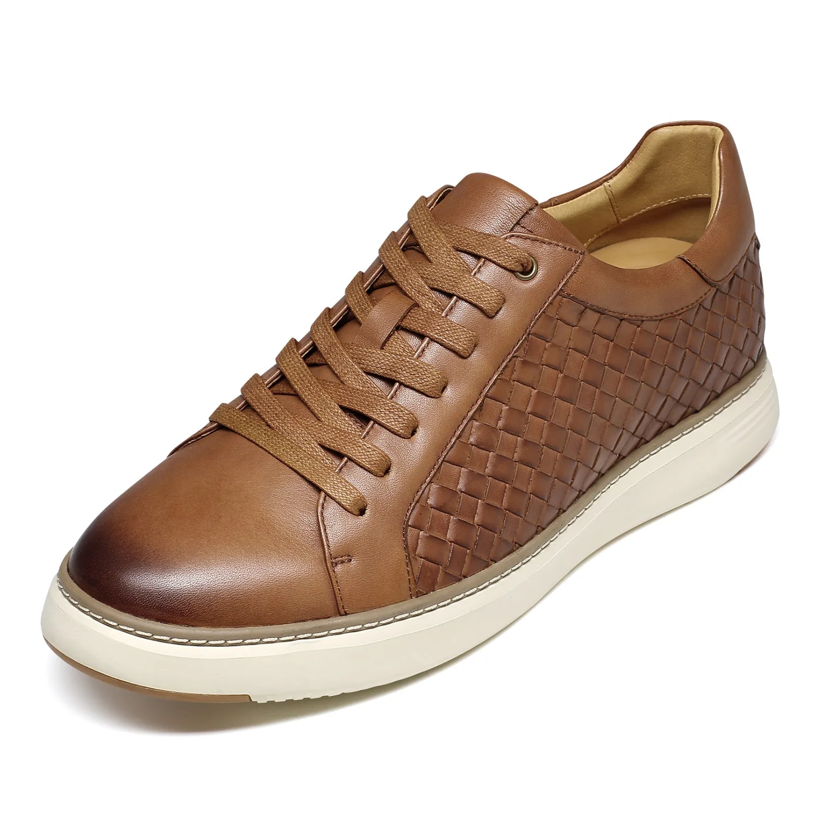 High-quality Height Increasing Shoes Men shoes Brown Cowhide Leather Casual Elevator Shoes 6cm/2.4Inches