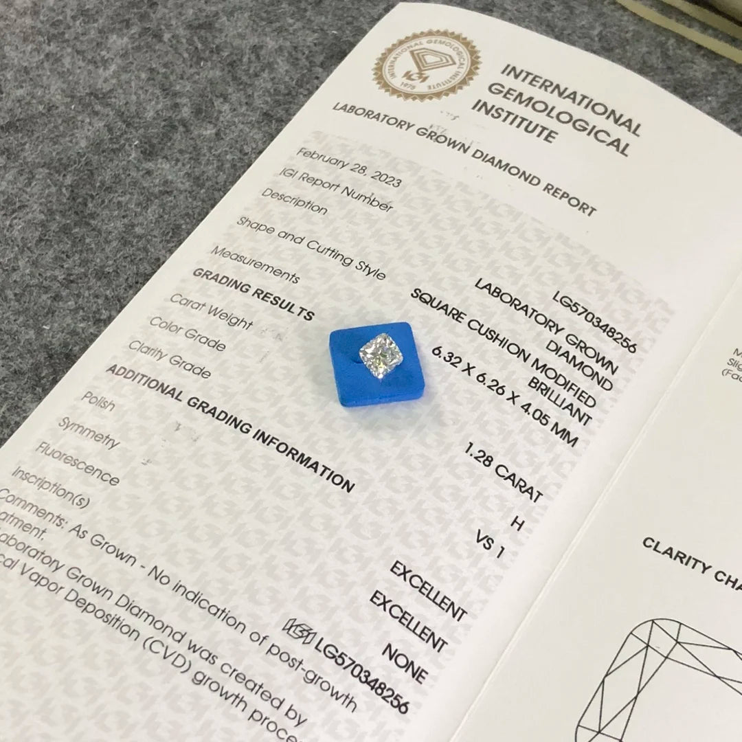 IGI  Certified 1.28ct  H VS1 Wholesale Lab Created Diamond CVD Lab Grown Diamond
