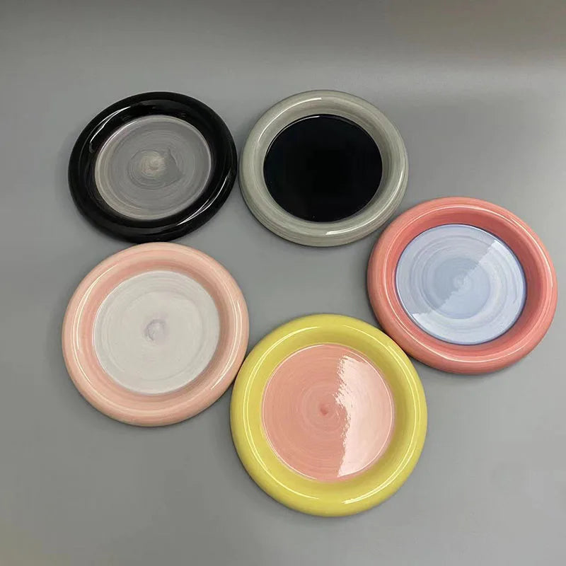 Solhui Ins Hand-painted Contrast Color Ceramic Fat Plate Creative Jewelry Plate Storage Plate
