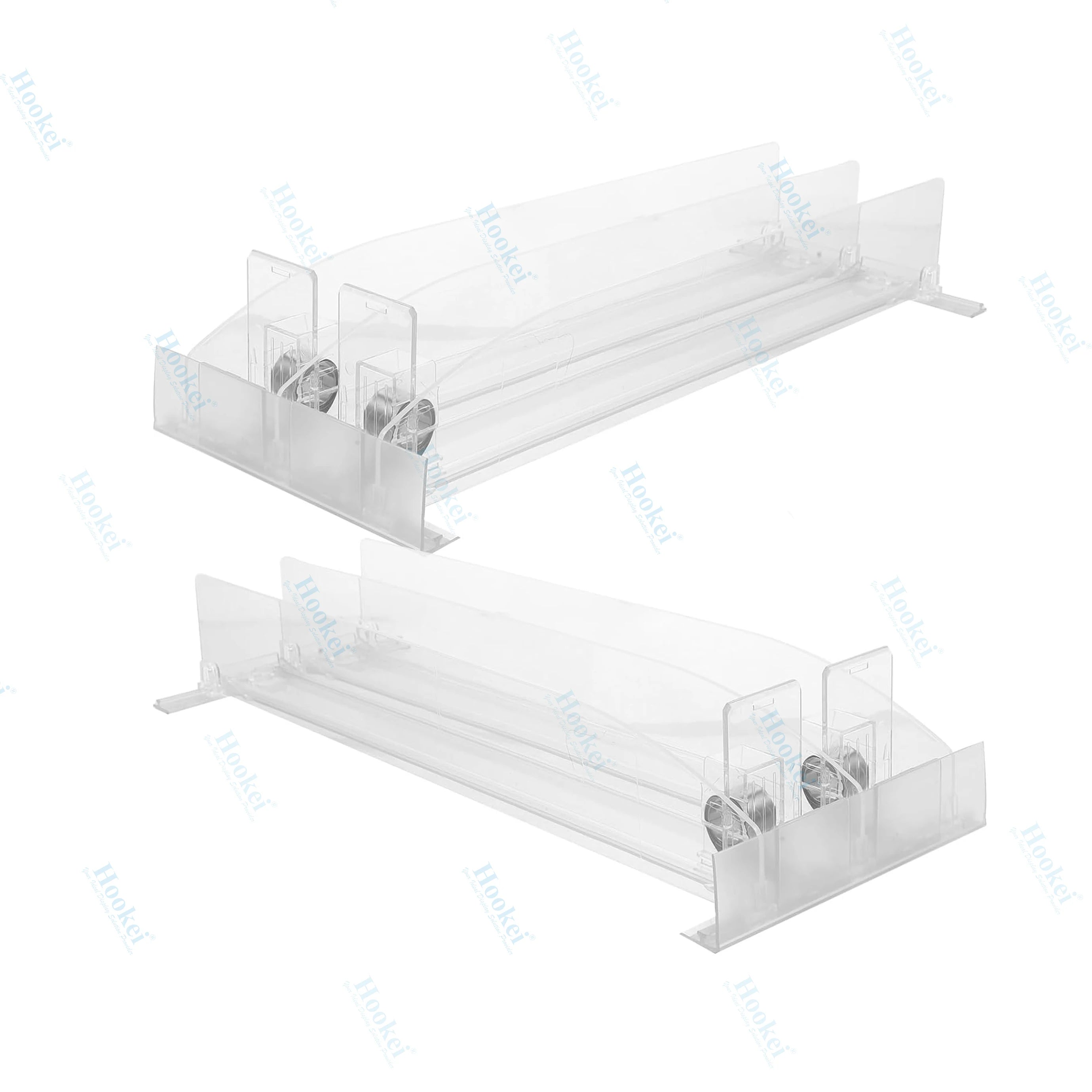 Retail Display Acrylic Divider Spring Loaded Adjustable Cigarettes Tobacco Pack Product Cabinet Tray Lane Shelf Pusher System