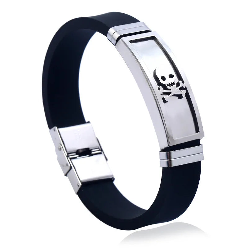 Wholesale Cheap OEM Manufacture Personalized Jewelry Stainless Steel Rubber Handmade Silicone Fine Bangles Bracelet