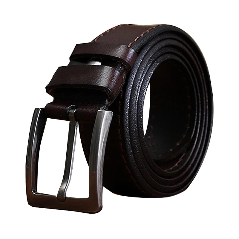 Factory Wholesale Men's Casual Simple Leather Belt Top Layer Pure Cowhide with Pin for Buckle Handmade All-Match Accessory